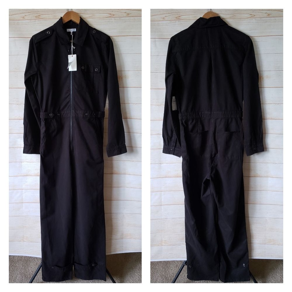 Good American Jumpsuit Long Sleeve Front Zipper Collar Black Women's Size 2